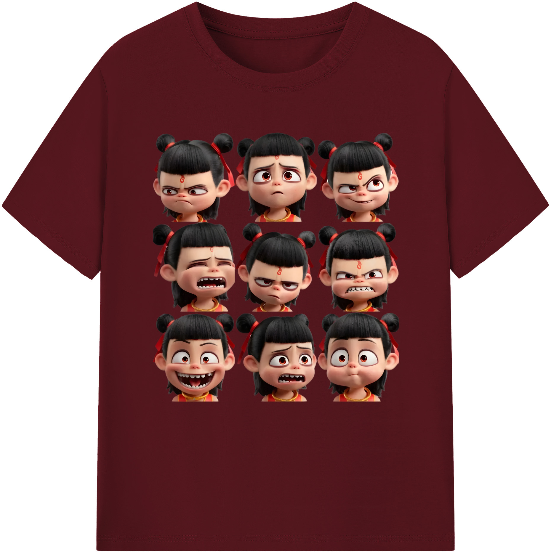 （画像用） Ne Zha 2 ナタ 魔童の大暴れ 綿100％半袖Tシャツ（フロントプリント）